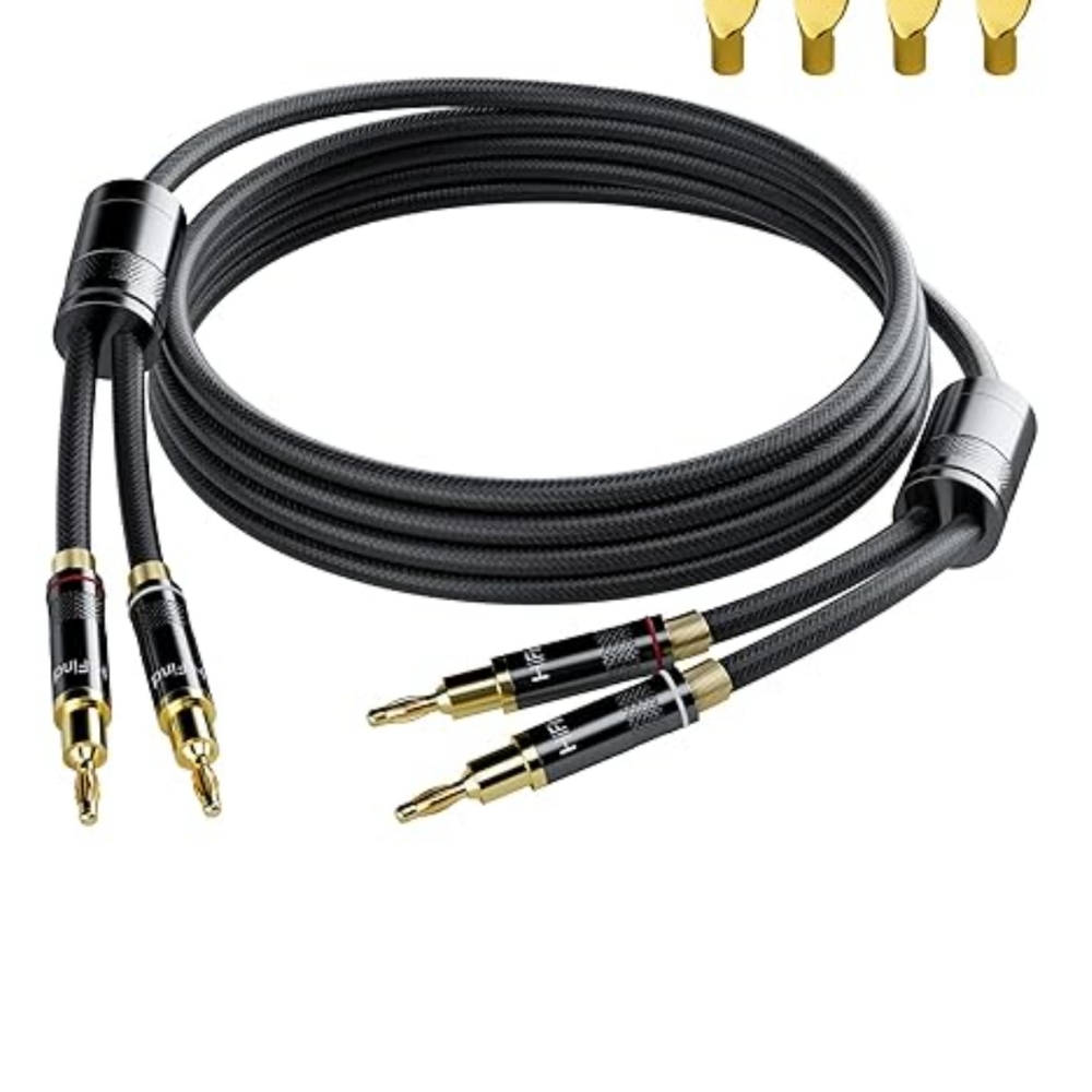 10 ft speaker cable wire with gold plate banana tip plugs (10) - Picture 1 of 11